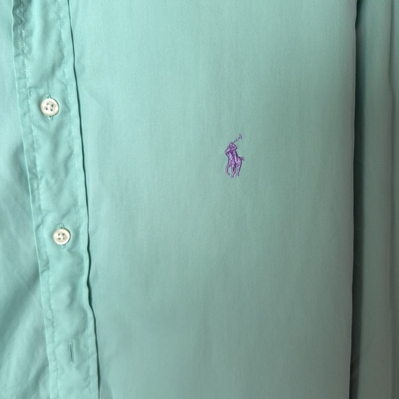 Ralph Lauren Beach Twill 100% Cotton Button Up Light Green Lg Tall and Long - Picture 2 of 13